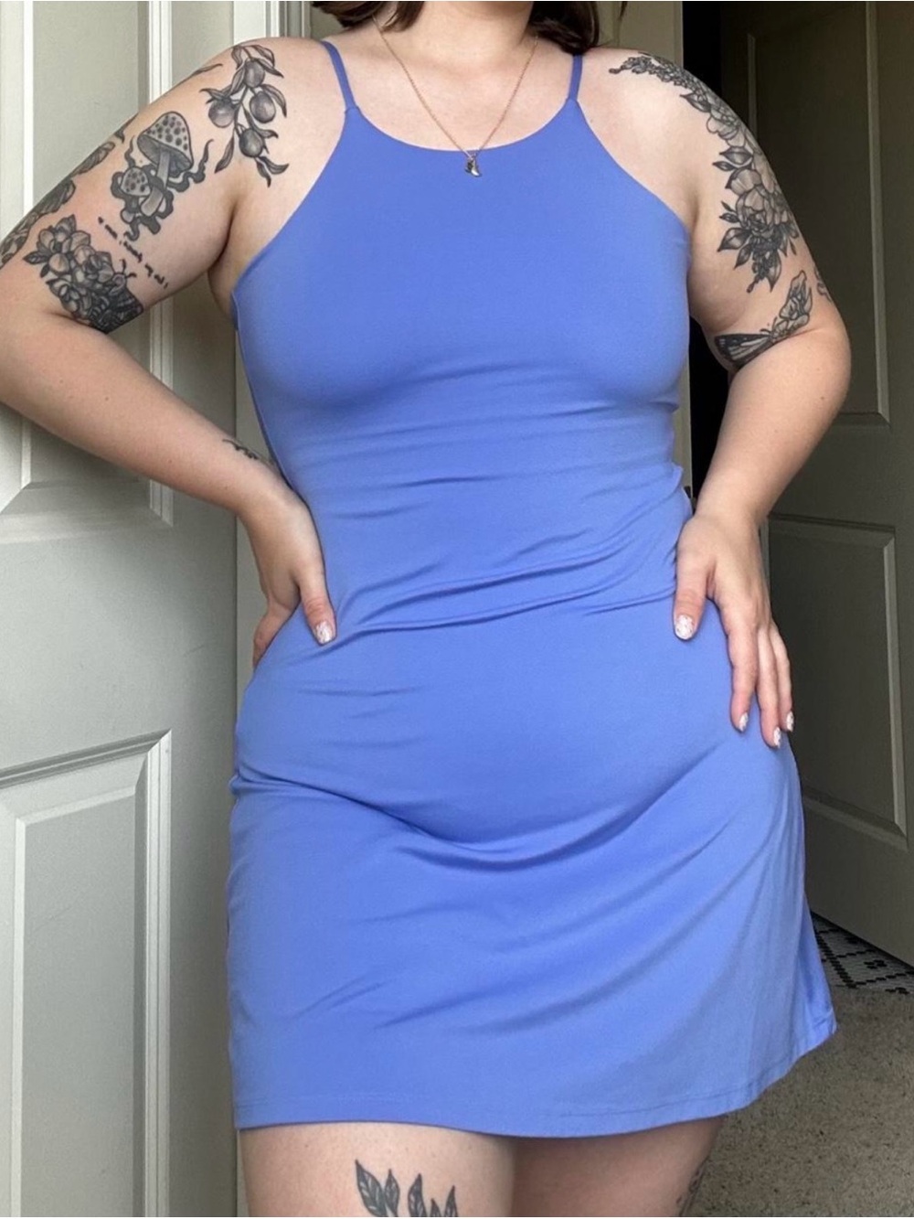 girlfriend collective Periwinkle Spaghetti Strap Mini Dress